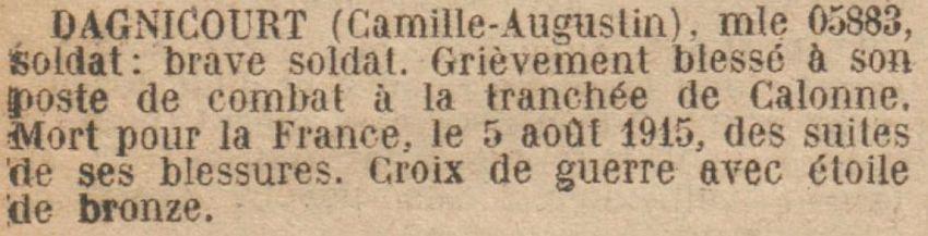 DAGNICOURT Camille MM JO 15 Mai 1922