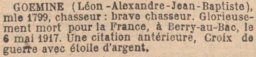 GOEMINE Leon MM JO 29 Mars 1920